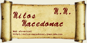 Miloš Macedonac vizit kartica